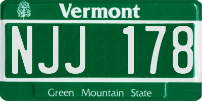VT license plate NJJ178