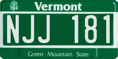 VT license plate NJJ181