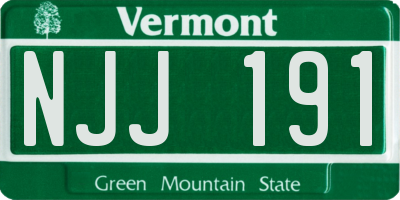 VT license plate NJJ191