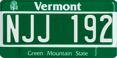 VT license plate NJJ192