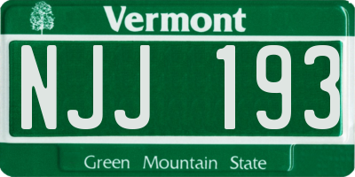 VT license plate NJJ193