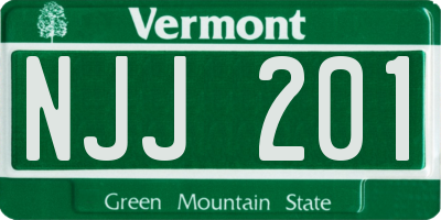 VT license plate NJJ201
