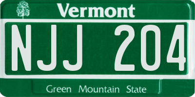 VT license plate NJJ204