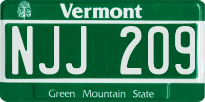 VT license plate NJJ209