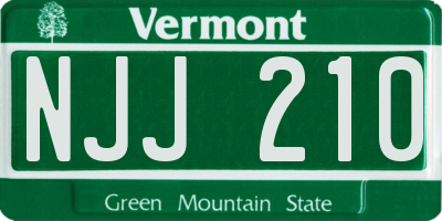 VT license plate NJJ210