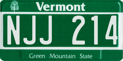 VT license plate NJJ214