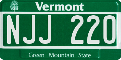 VT license plate NJJ220