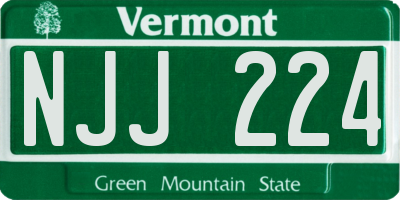 VT license plate NJJ224