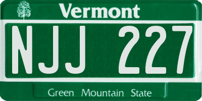 VT license plate NJJ227