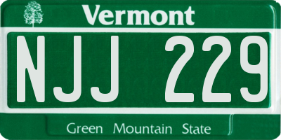 VT license plate NJJ229