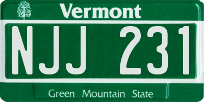 VT license plate NJJ231