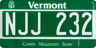 VT license plate NJJ232