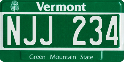 VT license plate NJJ234