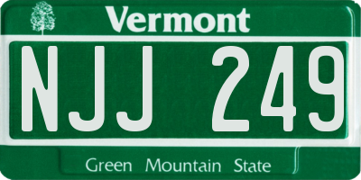 VT license plate NJJ249