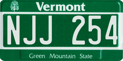 VT license plate NJJ254