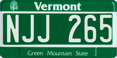 VT license plate NJJ265