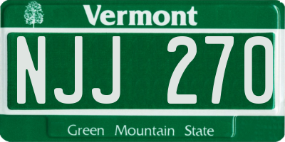 VT license plate NJJ270