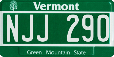 VT license plate NJJ290