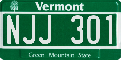 VT license plate NJJ301