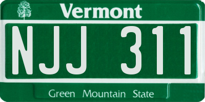 VT license plate NJJ311