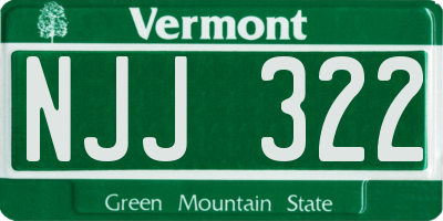 VT license plate NJJ322