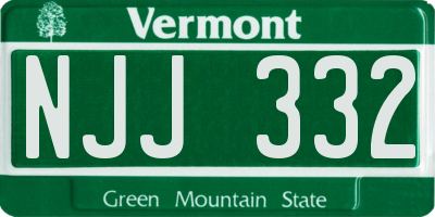 VT license plate NJJ332
