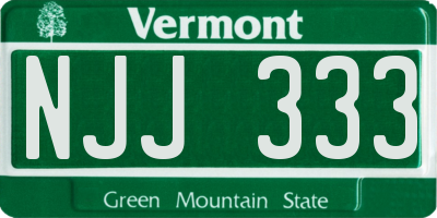VT license plate NJJ333