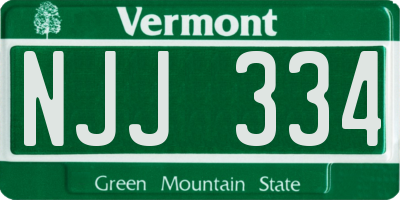 VT license plate NJJ334