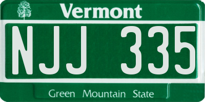 VT license plate NJJ335
