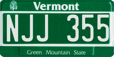 VT license plate NJJ355