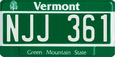 VT license plate NJJ361