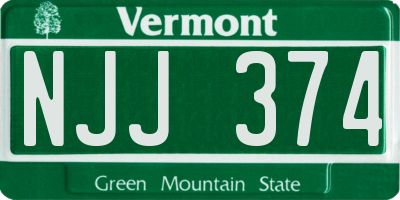 VT license plate NJJ374
