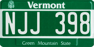 VT license plate NJJ398