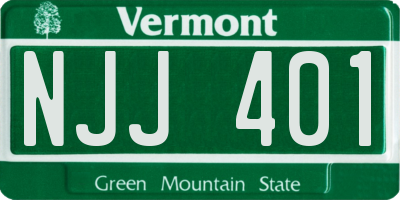 VT license plate NJJ401