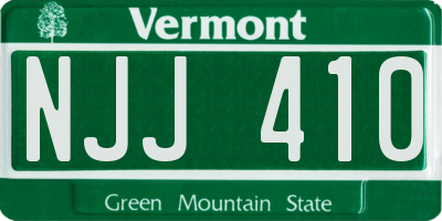 VT license plate NJJ410