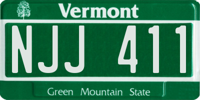 VT license plate NJJ411