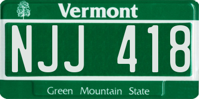 VT license plate NJJ418