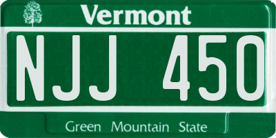 VT license plate NJJ450