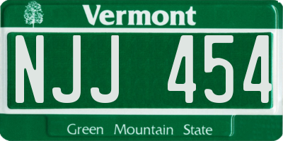 VT license plate NJJ454