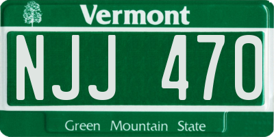 VT license plate NJJ470