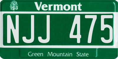 VT license plate NJJ475