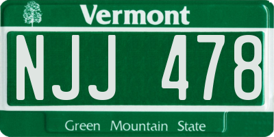 VT license plate NJJ478