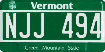 VT license plate NJJ494