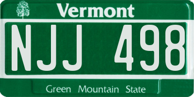 VT license plate NJJ498