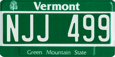 VT license plate NJJ499