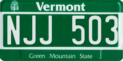 VT license plate NJJ503