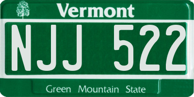 VT license plate NJJ522