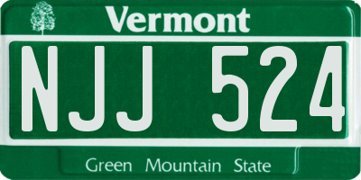 VT license plate NJJ524