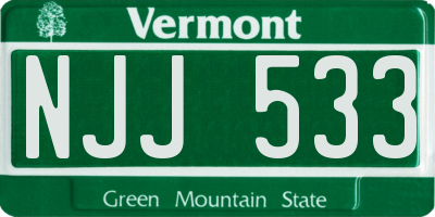 VT license plate NJJ533