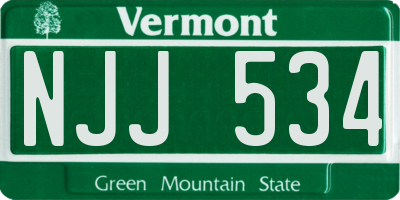 VT license plate NJJ534